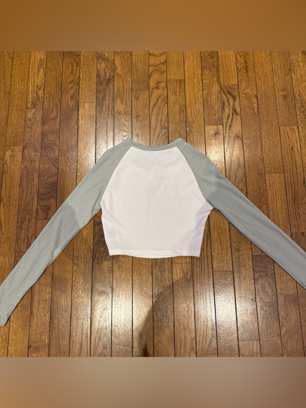 Angel Baby Graphic Raglan Crop Top in Sage Green & White - Picture 2 of 2